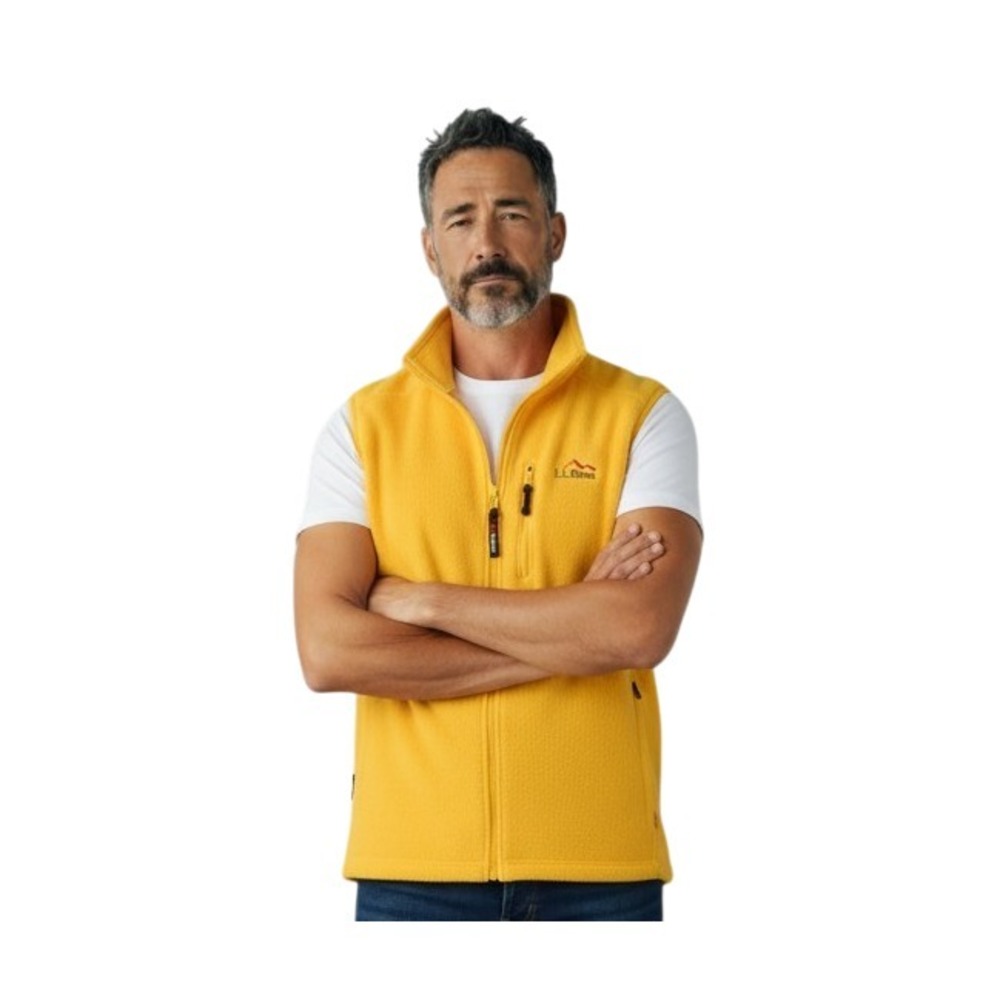 Vintage 90s LL Bean Mountain Classic Fleece Vest Men's XL Yellow Gorpcore USA